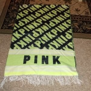 Victoria Secret Pink Shawl/Throw, 88x27, Neon Yellow Green, pre-owned